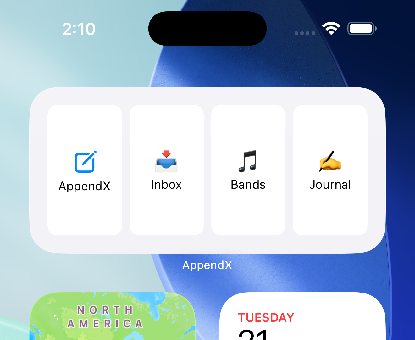 A screenshot of the AppendX widget