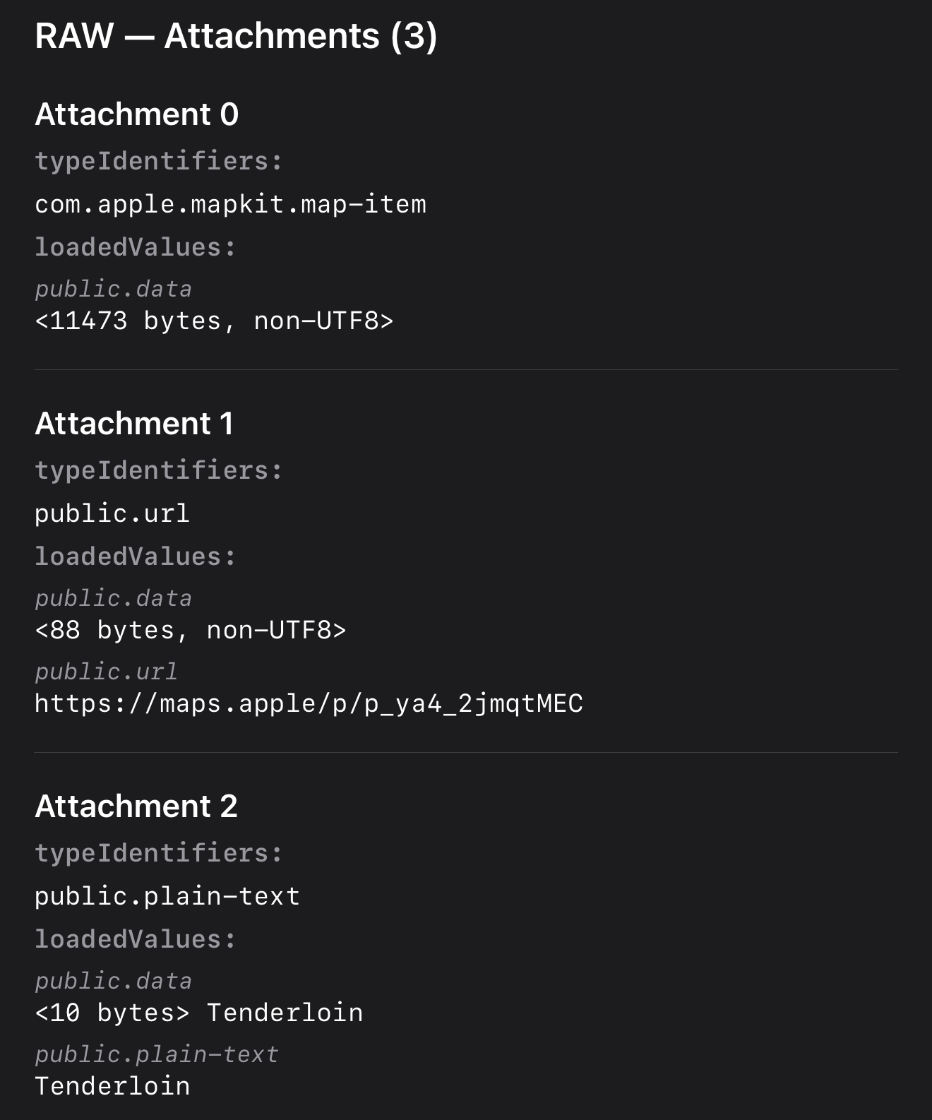 A screenshot of the AppendX debug view